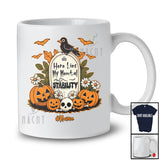 Personalized Custom Name Here Lies My Mental Stability; Humorous Halloween Pumpkins Skull T-Shirt