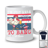 Personalized Custom Name Here To Bang; Joyful 4th Of July Rooster Chicken Drinking Beer Retro T-Shirt