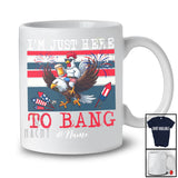 Personalized Custom Name Here To Bang; Joyful 4th Of July Rooster Chicken Riding Eagle Retro T-Shirt
