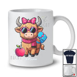 Personalized Custom Name Highland Cow Teacher Sunglasses; Lovely Back To School Farmer T-Shirt