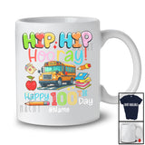 Personalized Custom Name Hip Hip Hooray 100th Day of School; Joyful 100 Days School Bus T-Shirt
