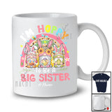 Personalized Custom Name Hoppy To Be A Big Sister; Happy Easter Three Gnomes Rainbow; Family T-Shirt
