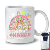Personalized Custom Name Hoppy To Be A Nana; Happy Easter Three Gnomes Rainbow; Family T-Shirt