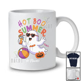 Personalized Custom Name Hot Boo Summer; Cheerful Halloween Ghost Drink Beach; Girls Family T-Shirt