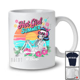 Personalized Custom Name Hot Girl Summer; Humorous Summer Vacation Skeleton Hawaiian; Retro T-Shirt
