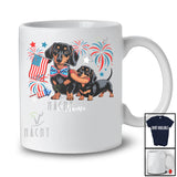 Personalized Custom Name Hotdog Dachshund Dad Sausage; Humorous 4th of July Patriotic T-Shirt