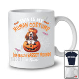 Personalized Custom Name Human Costume I'm Really A Basset Hound; Creepy Halloween Pumpkin T-Shirt