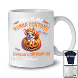 Personalized Custom Name Human Costume I'm Really A Chihuahua; Creepy Halloween Pumpkin T-Shirt