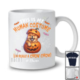 Personalized Custom Name Human Costume I'm Really A Chow Chow; Creepy Halloween Pumpkin T-Shirt