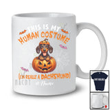 Personalized Custom Name Human Costume I'm Really A Dachshund; Creepy Halloween Pumpkin T-Shirt