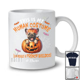 Personalized Custom Name Human Costume I'm Really A French Bulldog; Creepy Halloween Pumpkin T-Shirt