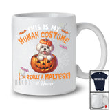 Personalized Custom Name Human Costume I'm Really A Maltese; Creepy Halloween Pumpkin T-Shirt