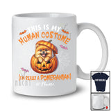 Personalized Custom Name Human Costume I'm Really A Pomeranian; Creepy Halloween Pumpkin T-Shirt