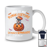 Personalized Custom Name Human Costume I'm Really A Schnauzer; Creepy Halloween Pumpkin T-Shirt