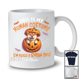 Personalized Custom Name Human Costume I'm Really A Shiba Inu; Creepy Halloween Pumpkin T-Shirt
