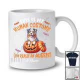 Personalized Custom Name Human Costume I'm Really An Aussie; Creepy Halloween Pumpkin T-Shirt