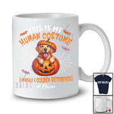 Personalized Custom Name Human Costume Really A Golden Retriever; Creepy Halloween Pumpkin T-Shirt