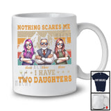 Personalized Custom Name I Have Two Daughters, Amazing Father's Day Vintage Retro Family T-Shirt