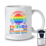 Personalized Custom Name I Like My Whiskey Straight; Humorous LGBTQ Gay Rainbow; Drinking T-Shirt