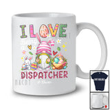 Personalized Custom Name I Love Being A Dispatcher; Joyful Easter Leopard Bunny Gnome Heart T-Shirt