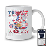 Personalized Custom Name I Love Being A Lunch Lady; Joyful 4th Of July Leopard Gnome; Patriotic T-Shirt