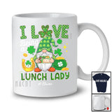 Personalized Custom Name I Love Being A Lunch Lady; Joyful St. Patrick's Day Leopard Gnome Heart T-Shirt