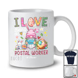Personalized Custom Name I Love Being A Postal Worker; Joyful Easter Leopard Bunny Gnome Heart T-Shirt