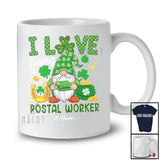 Personalized Custom Name I Love Being A Postal Worker; Joyful St. Patrick's Day Leopard Gnome Heart T-Shirt