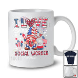Personalized Custom Name I Love Being A Social Worker; Joyful 4th Of July Leopard Gnome; Patriotic T-Shirt
