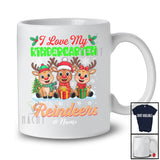 Personalized Custom Name I Love My Kindergarten Reindeers; Joyful Christmas 3 Reindeers Teacher T-Shirt
