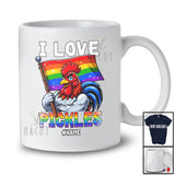 Personalized Custom Name I Love Pickles; Humorous LGBTQ Pride Rooster Rainbow Gay Flag T-Shirt