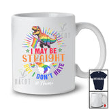 Personalized Custom Name I May Be Straight But I Don't Hate; Joyful LGBTQ Rainbow Gay T-Rex T-Shirt