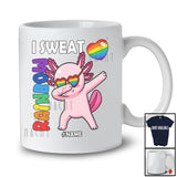 Personalized Custom Name I Sweat Rainbow; Adorable LGBTQ Pride Gay Dabbing Axolotl T-Shirt