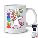Personalized Custom Name I Sweat Rainbow; Adorable LGBTQ Pride Gay Dabbing Unicorn T-Shirt