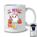 Personalized Custom Name I Will Stab You; Adorable Halloween Nurse Boo Ghost; Nursing T-Shirt