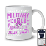 Personalized Custom Name I'm A Military Child Month; Lovely Purple Ribbon Patriotic Family T-Shirt