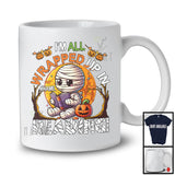 Personalized Custom Name I'm All Wrapped Up In Reading; Scary Halloween Moon Mummy Book Nerd T-Shirt
