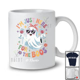 Personalized Custom Name I'm Just Here For The Boos; Cheerful Halloween Ghost Drinking Wine T-Shirt