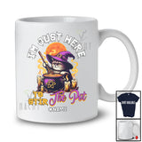 Personalized Custom Name I'm Just Here To Stir The Pot; Humorous Halloween Cat Witch T-Shirt