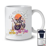 Personalized Custom Name I'm Just Here To Stir The Pot; Humorous Halloween Raccoon Witch T-Shirt