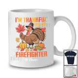 Personalized Custom Name I'm Thankful For My Firefighter; Proud Thanksgiving Turkey Pumpkin T-Shirt