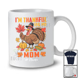 Personalized Custom Name I'm Thankful For My Mom; Proud Thanksgiving Turkey Pumpkin T-Shirt