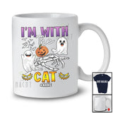 Personalized Custom Name I'm With The Cat; Lovely Halloween Boo Skeleton Hand T-Shirt
