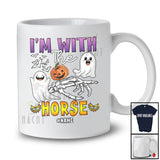 Personalized Custom Name I'm With The Horse; Lovely Halloween Boo Skeleton Hand Farmer T-Shirt