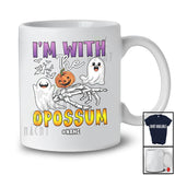 Personalized Custom Name I'm With The Opossum; Lovely Halloween Boo Skeleton Hand T-Shirt