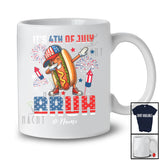 Personalized Custom Name It's 4th Of July BRUH; Joyful Hotdog Dabbing Fireworks; Patriotic T-Shirt