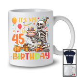 Personalized Custom Name It's My 45th Birthday; Cheerful Thanksgiving Skeleton; Family T-Shirt