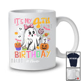 Personalized Custom Name It's My 4th Birthday; Lovely Halloween 4 Years Old Boo Ghost Pumpkin T-Shirt