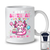 Personalized Custom Name It's My Birthday Party A Lotl; Adorable Birthday Axolotl Animal Lover T-Shirt