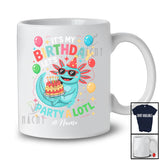 Personalized Custom Name It's My Birthday Party A Lotl; Lovely Birthday Cake Axolotl Sunglasses T-Shirt